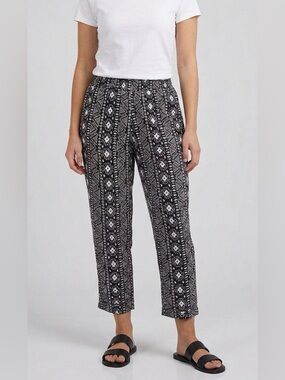 H&M DIVIDED Women's Palazzo Ankle Pants Geometric Black White Casual Pull On